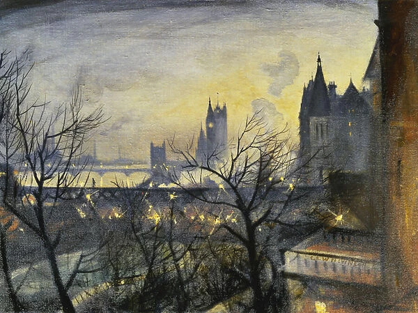 London Twilight from the Adelphi, (oil on canvas)