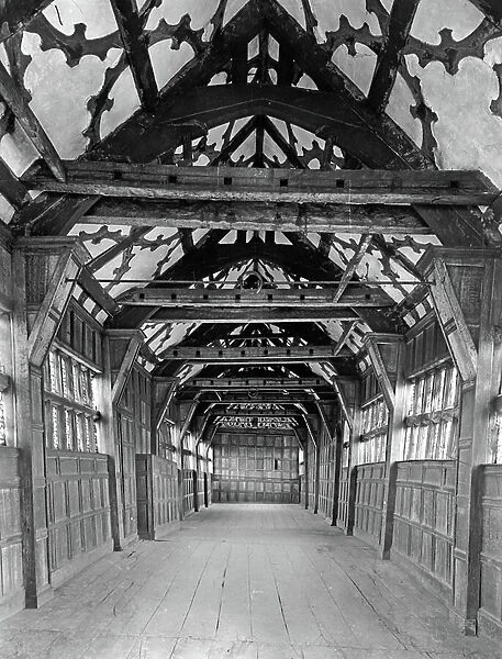 The Long Gallery, Little Moreton Hall, Cheshire, from The English Country House (b / w photo)