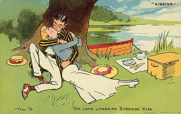 The long lingering riverside kiss (colour litho)