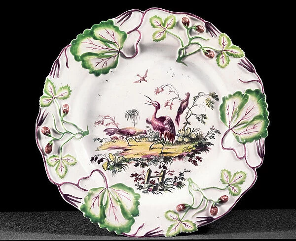Longton Hall plate, moulded with strawberries, 1749-60 (porcelain)