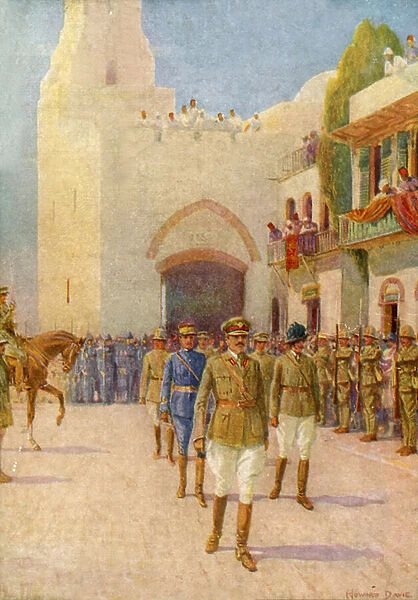 Lord Allenby entering Jerusalem (colour litho)