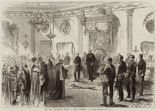 The Lord Lieutenant holding a State Reception at Dublin Castle (engraving)