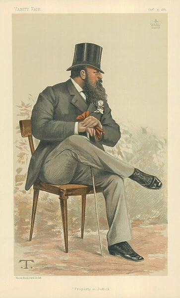 Lord Rendlesham, Property in Suffolk, 15 October 1881, Vanity Fair cartoon (colour litho)