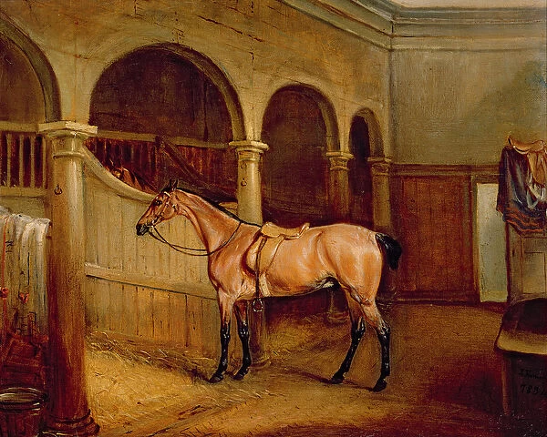 Lord Villiers Roan Hack in the Stables at Middleton Park, 1834 (oil on canvas)