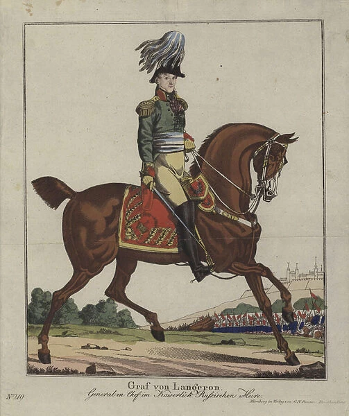Louis Alexandre Andrault de Langeron, French general in the Russian Army (coloured engraving)