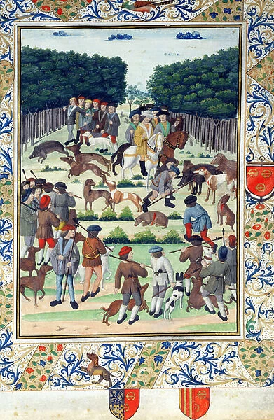 Louis Malet (1441-1516) Seigneur de Graville, hunting wild boar