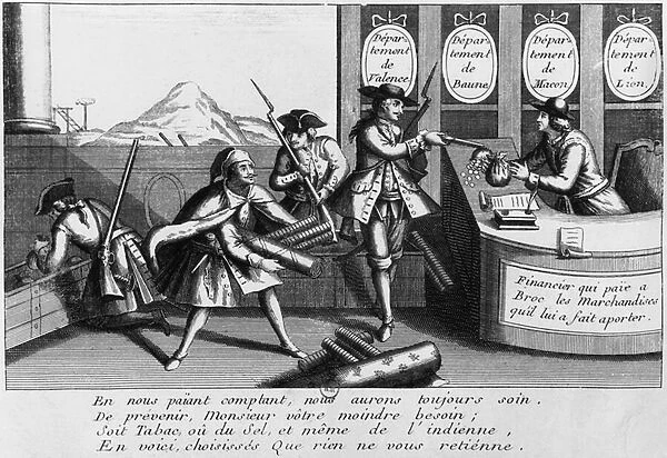 Louis Mandrin (1724-55) Attacking (engraving) (b  /  w photo)