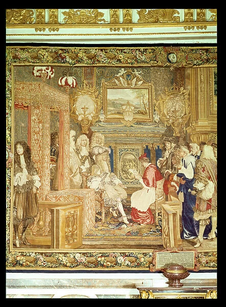 Louis XIV (1638-1715) receiving the Papal Legate at Fontainebleau