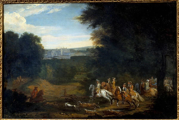 Louis XIV is hunting. Painting by Adam Francois Van Der Meulen (1632-1690) Ec. Flam