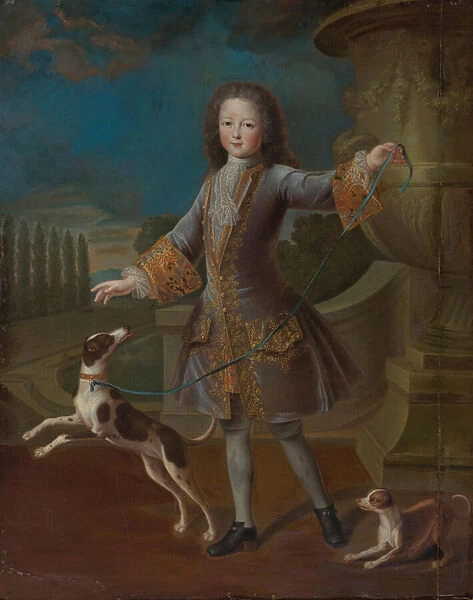 Louis XV of France (1710-1774) With Two Dogs (oil on canvas)