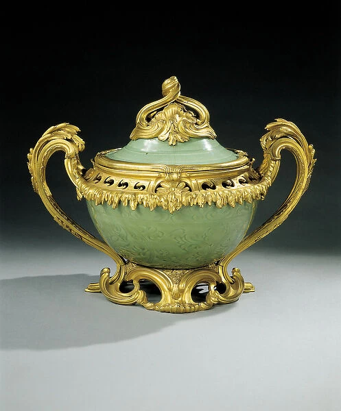 Louis XV pot-pourri vase (ormolu-mounted Chinese celadon porcelain)