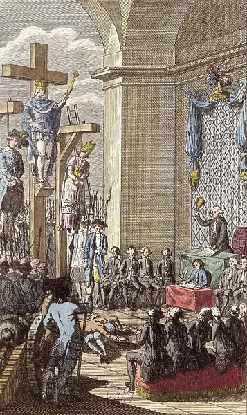 Louis XVI (1754-93) at his trial, crucified between the nobility and the clergy, c