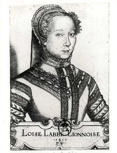 Louise Labe (c. 1524-66) La Belle Cordiere, 1555 (woodcut) (b  /  w photo)