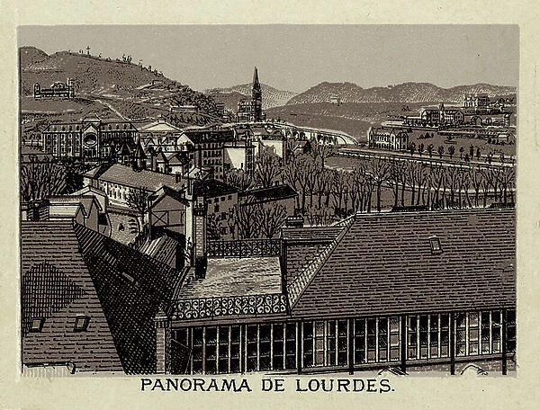 Lourdes: Panorama de Lourdes (litho)