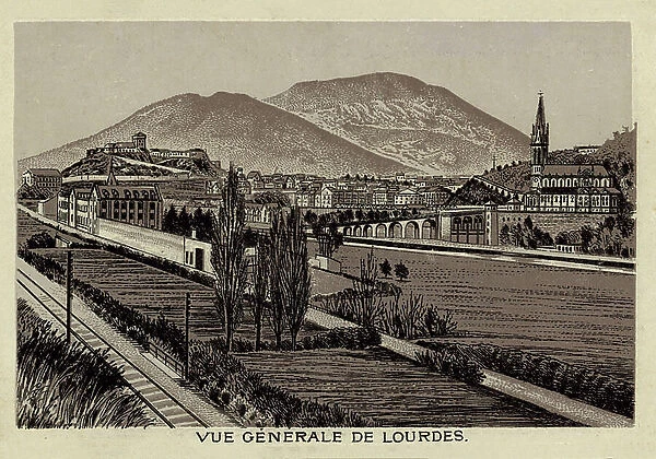 Lourdes: Vue Generale de Lourdes (litho)