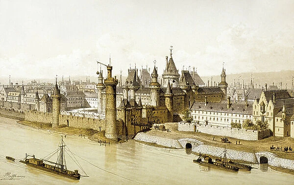 The Louvre in the 16th century, c.1880 (illustration)