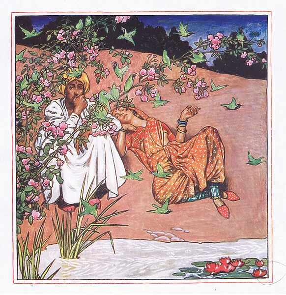 Love lightly, illustration from The Garden of Kama (and other lyrics from India), 1920 (colour litho)