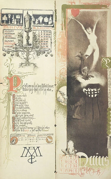 The Love Potion, the month of May for a magic calendar published in Art Nouveau