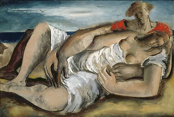 Lovers on the Beach, 1933 (pen & ink and gouache)