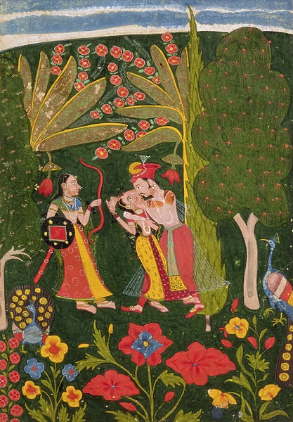 Lovers Embracing in a Forest, Bundi, c. 1650 (gouache on vellum)