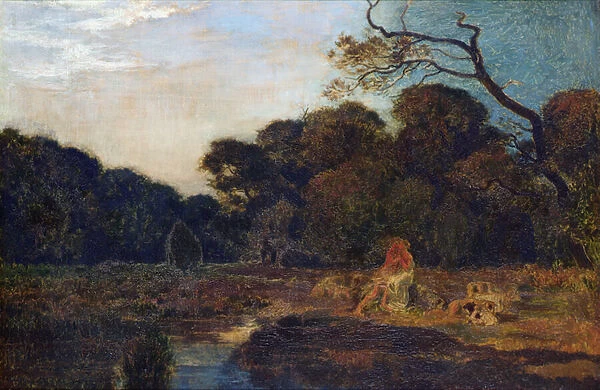 Lovers in a Landscape (oil on canvas)