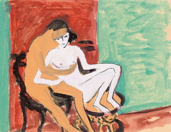 Lovers or Young Couple, 1910 (gouache, w  /  c & pencil)