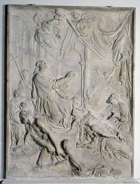low relief of the Plague of Milan - Saint Charles Borromee (San Carlo Borromeo