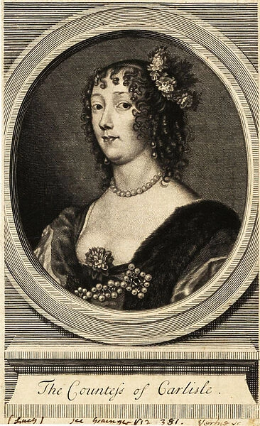 Lucy Hay, Countess of Carlisle, English courtier to King Charles, 1769 (engraving)