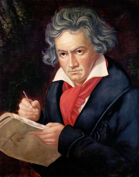 Ludwig van Beethoven (1770-1827) Composing his Missa Solemnis (oil on canvas)