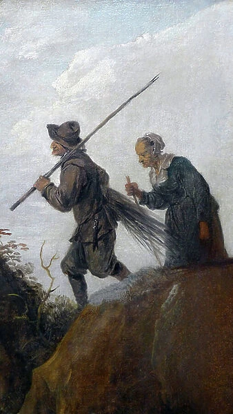 The lumberjacks: detail couple of two old peasants, 17th century (oil on canvas)