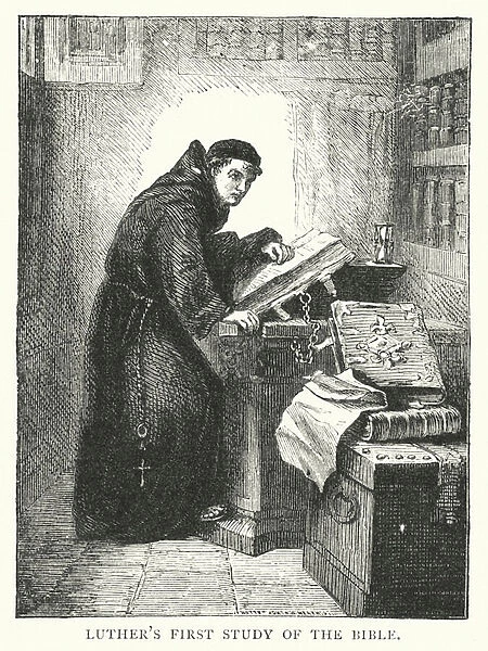 Luthers First Study of the Bible (engraving)