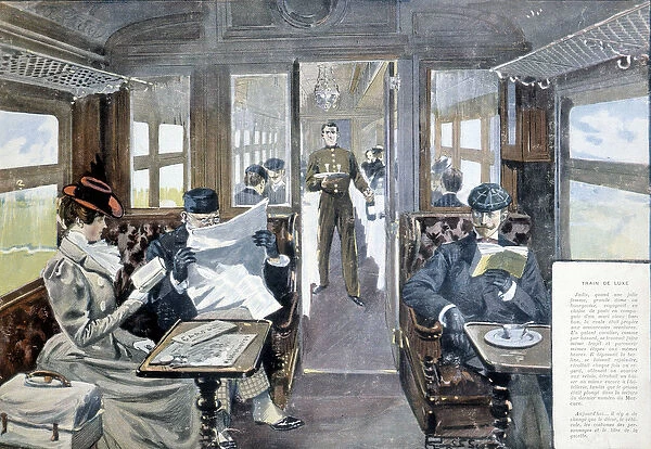 Luxury train restaurant wagon, late 19th century