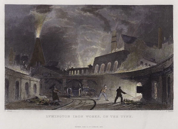 Lymington Iron Works, on the Tyne (colour litho)