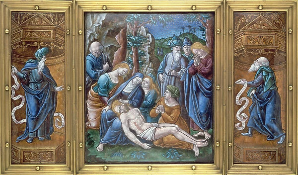 M. 1-1926 Triptych: the Lamentation, Daniel and St. Peter, painted in Limoges, France