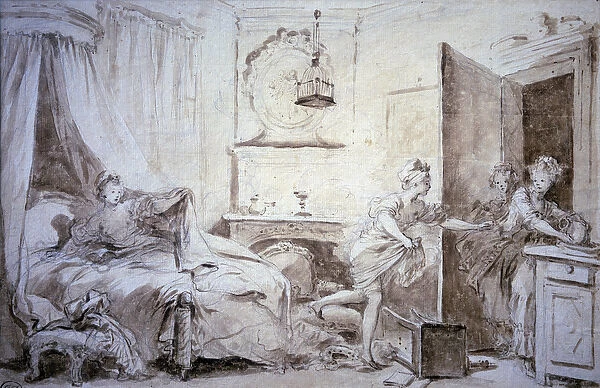 Ma shirt burn Drawing in the wash by Alexandre Evariste Fragonard (1780-1850