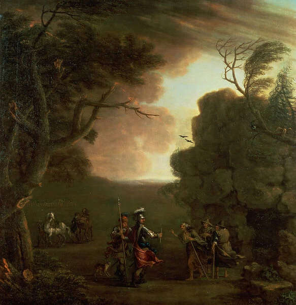 Macbeth and the Three Witches (oil on canvas)