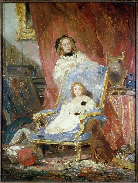 Madame Eugene Isabey and her Daughter, c.1840 (oil on canvas)