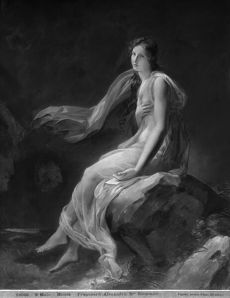 Madame Recamier (1777-1849) (oil on canvas) (b  /  w photo)