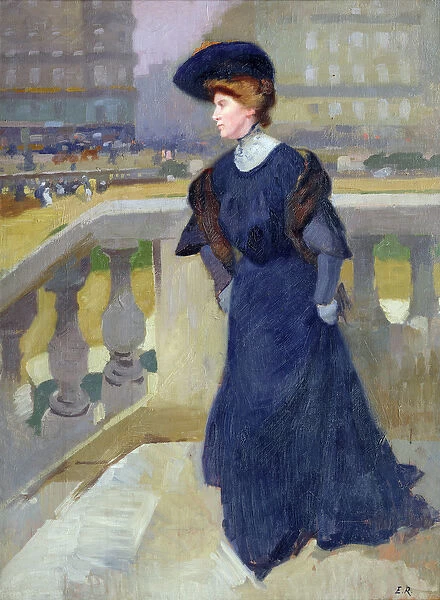 Madame Renoux on the Steps of the Trinity Church, 1904 (oil on canvas)