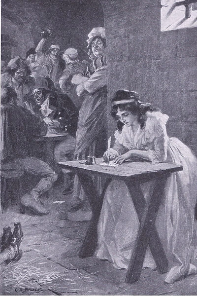 Madame Roland writes to her daughter, from My Magazine, pub. 1922 (litho)