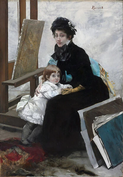 Madeleine Lerolle and Her Daughter Yvonne, c. 1879-1880 (oil on fabric)