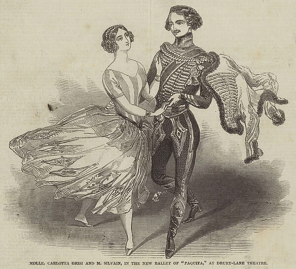 Mademoiselle Carlotta Grisi and M Silvain, in the New Ballet of 'Paquita, 'at Drury-Lane Theatre (engraving)