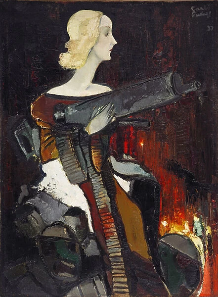 'Madone de la mitraillette'(Madonna with a Machine Gun) Peinture de Karlis Padegs (1911-1940) - 1932 - Oil on canvas Dim 134x100 cm State Art Museum of Republic Latvia, Riga Lettonie