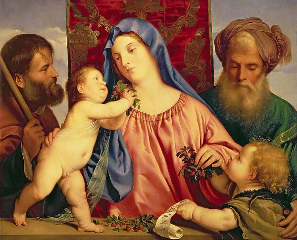 Madonna of the Cherries with Joseph, St. Zacharias and John the Baptist (panel)