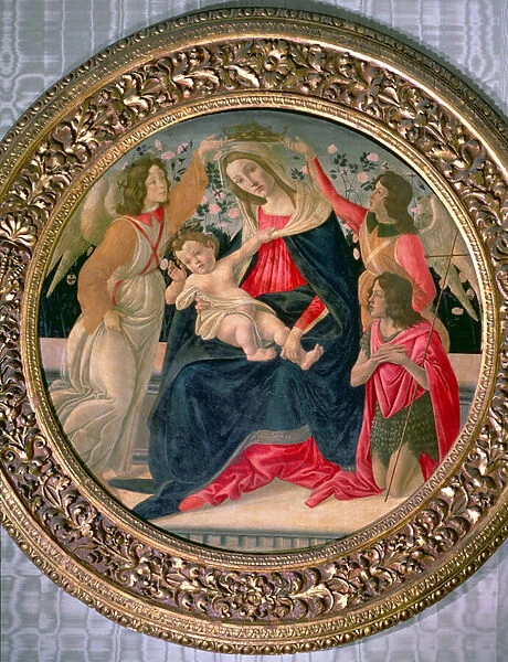 Madonna and Child with Angels and St. John (tempera on panel)