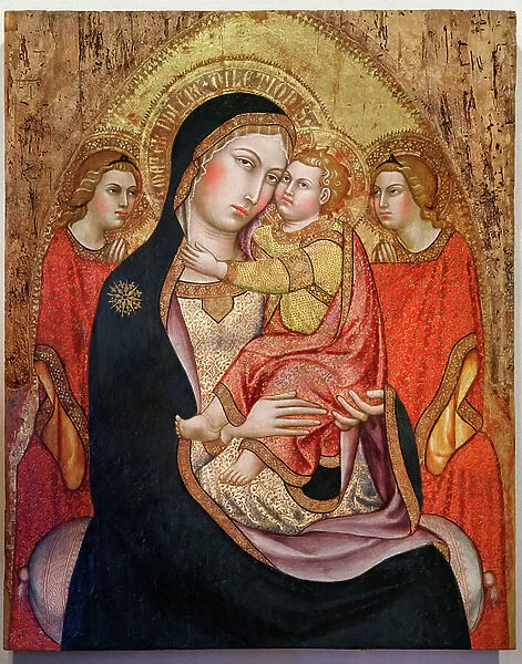 Madonna and Child with Angels (tempera on panel)