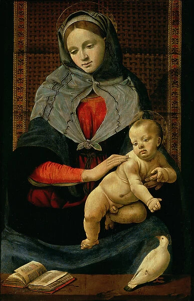 Madonna and Child with a Dove (oil on canvas)