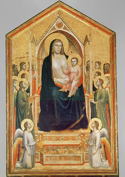 Madonna and Child Enthroned, 1380 (PRE-restoration) (tempera on panel) (see also 63334)