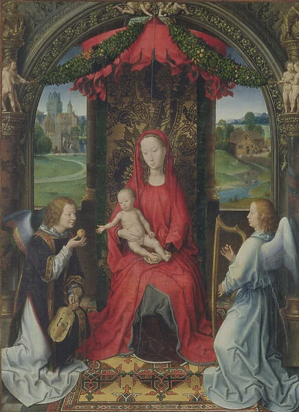 Madonna and Child Enthroned with Two Angels, 1490-91 (oil on panel)