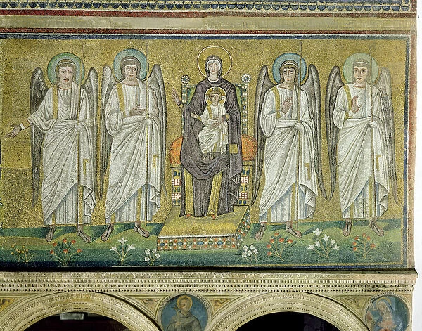 Madonna and Child enthroned and flanked by angels (mosaic)
